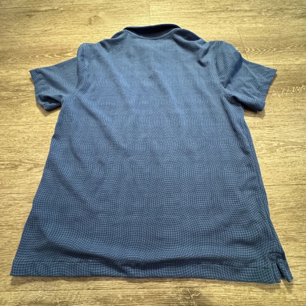 Municipal Polo Shirt Mens M Blue Wavy Grid Cotton Golf Performance Sport Golfer